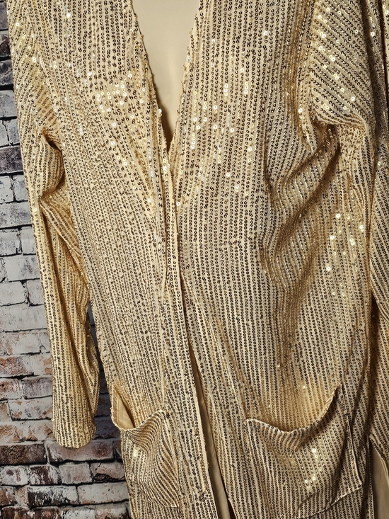 Kori Other - Kori America Gold Sequin Duster Cardigan NWT Glam Open Front Jacket Small